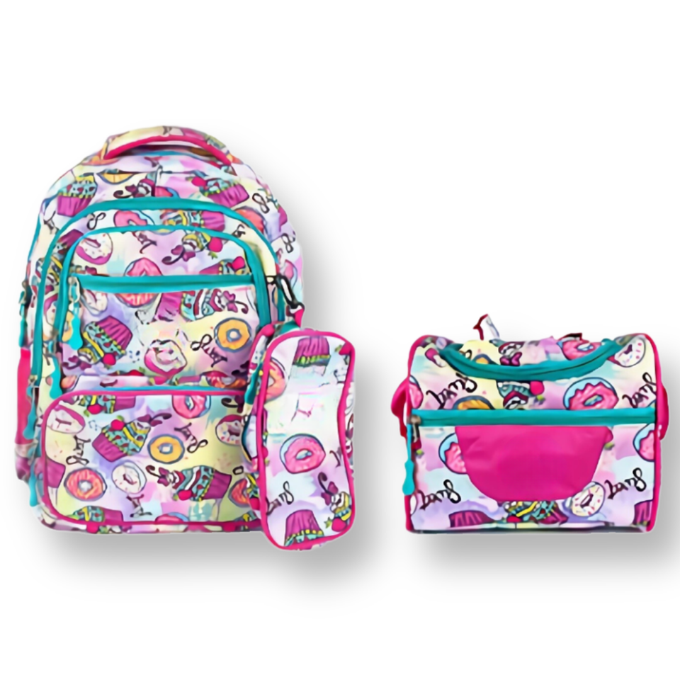 Mochila Con Lonchera Y Estuche 45CM Diseños Variados Niña