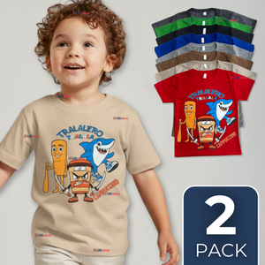 Pack 2 Poleras Brainrots 100% Algodón Manga Corta Niño Tralalero Colores Surtidos