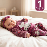 Conjunto 2 Piezas Buzo Pantalón Y Polerón Con Capucha De Algodón Morado Bebé Niña