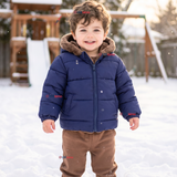 Parka Osito Con Capucha Manga Larga Azul Niño Infantil