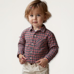Camisa Huaso Cuadrillé Cuadro Manga Larga 100% Algodón Negro Rojo Casual