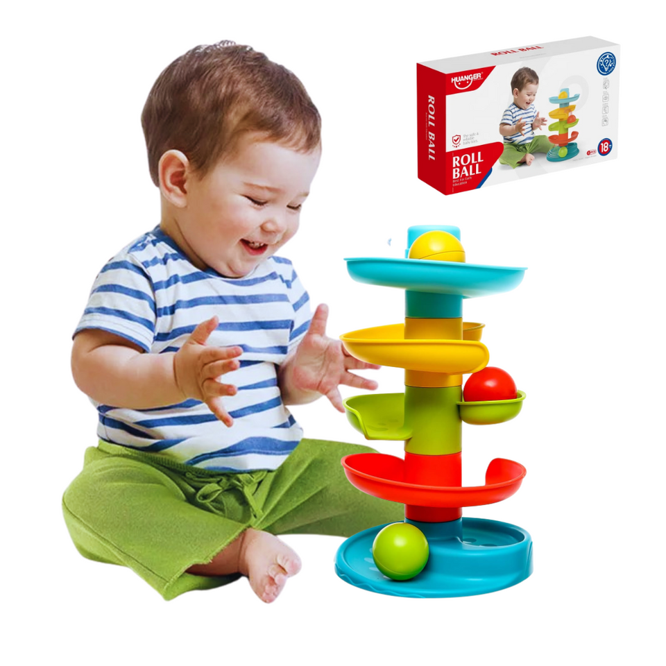 Juego Didáctico Torre 30Cm Pista Tobogán Pelota Bebé Huanger Multicolor