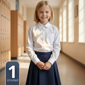 Camisa Blusa Escolar Blanca Manga Larga Colegio Para Niñas