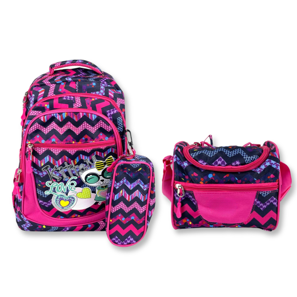 Mochila Con Lonchera Y Estuche 45CM Estampado Variados Niña