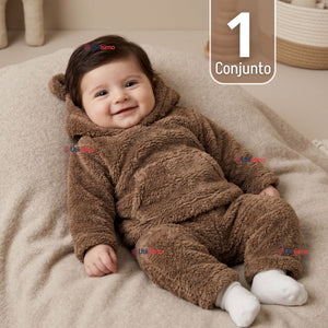 Buzo Polerón Conjunto Polar Niño Unicolor Café Oscuro