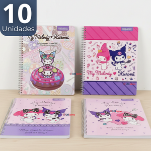 Pack 10 Cuadernos Universitario My Melody & Kuromi Proarte 7mm 100 Hojas Diseños Surtidos