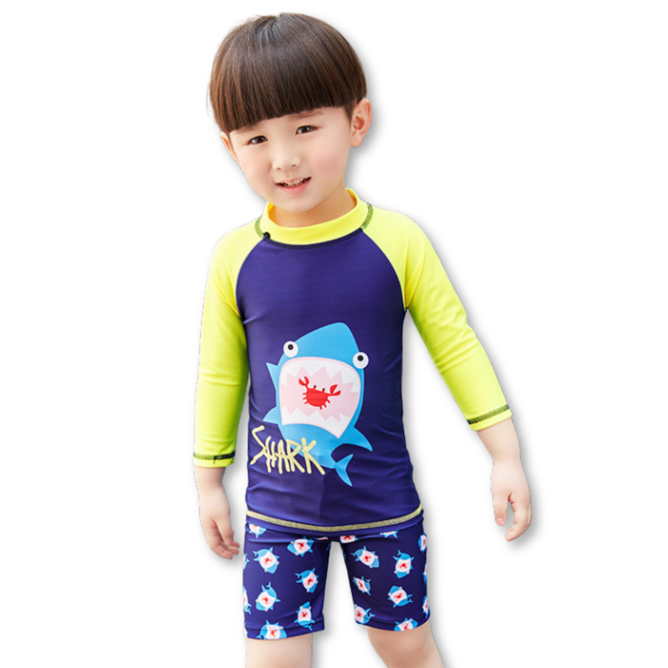 TRAJE DE BAÑO SPF UV50+ 2 PIEZAS MANGA LARGA NIÑO Navy Blue Shark