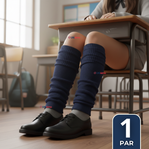Polainas Escolares 1 Par  Invierno Abrigadoras Niña Azul Acrílico