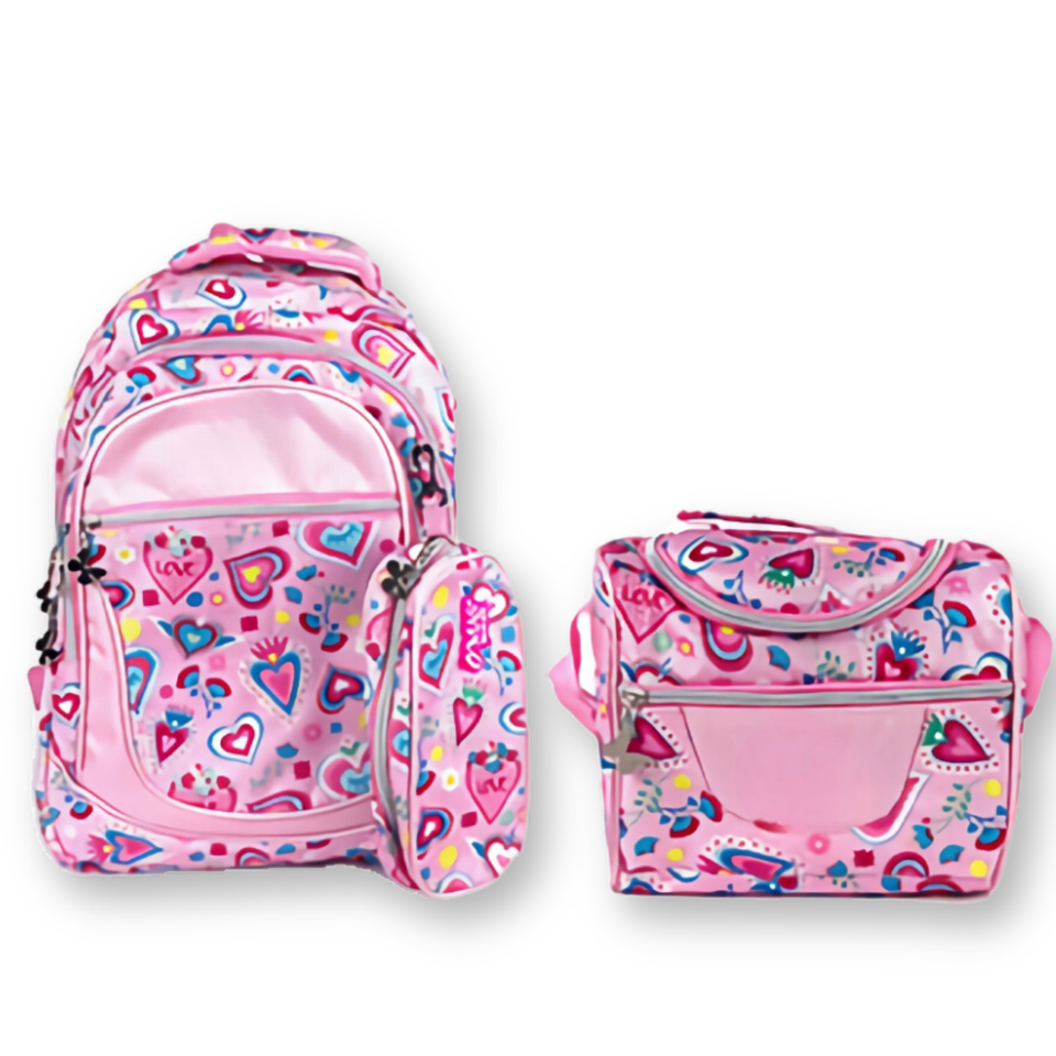 Mochila Con Lonchera Y Estuche 45CM Diseño Estampado Niña