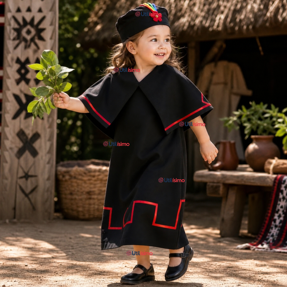 Traje Típico Vestido Mapuche 3 Piezas Niña Fechas Patrias