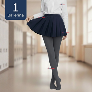 Panty Ballerinas Escolares Niña Algodón Gris