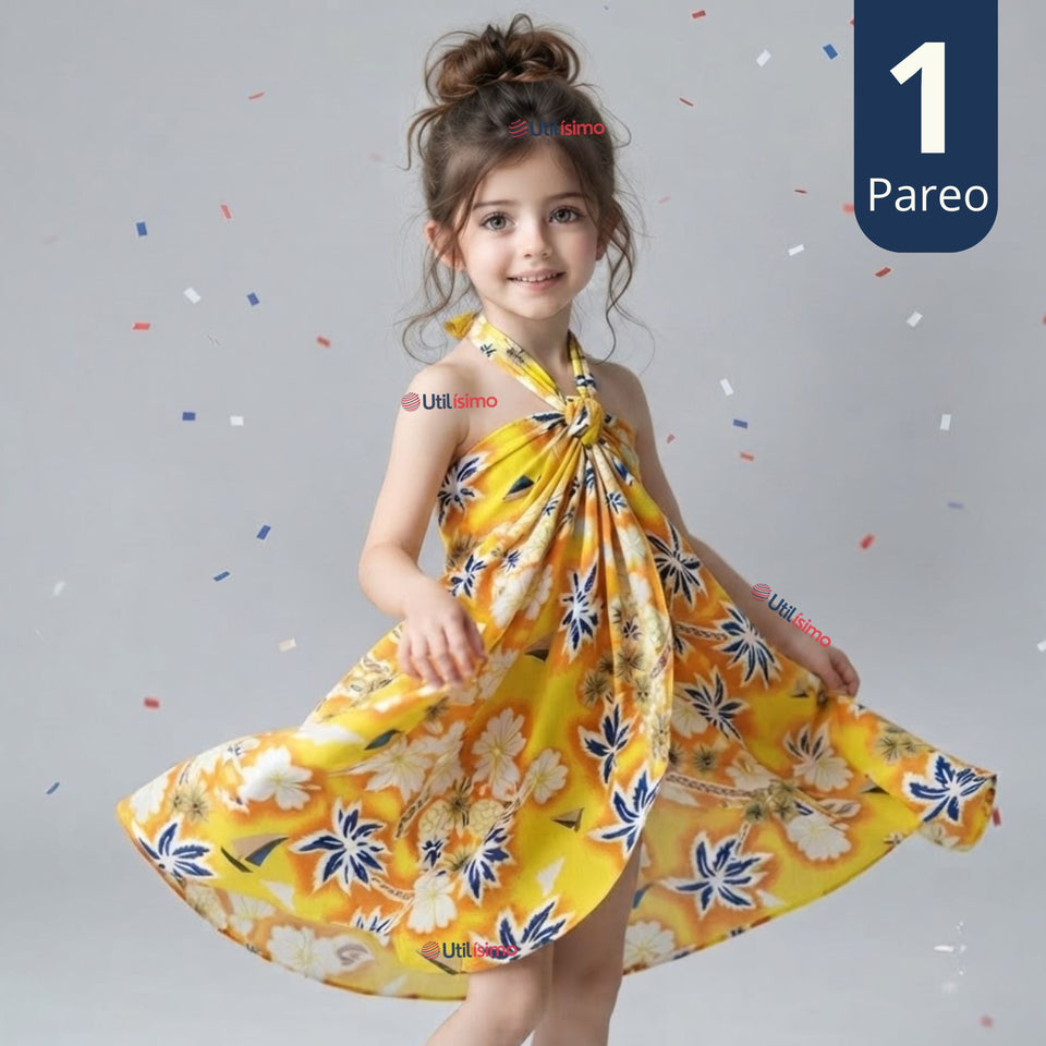 Pareo Pascuense Niña Hawaiano Amarillo Danza Fiestas Patrias