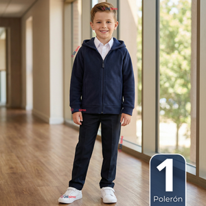 Polerón Escolar Polar Con Capucha Niño Unisex Azul 5 a 12 años
