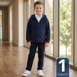 Polerón Escolar Polar Con Capucha Niño Unisex Azul 5 a 12 años