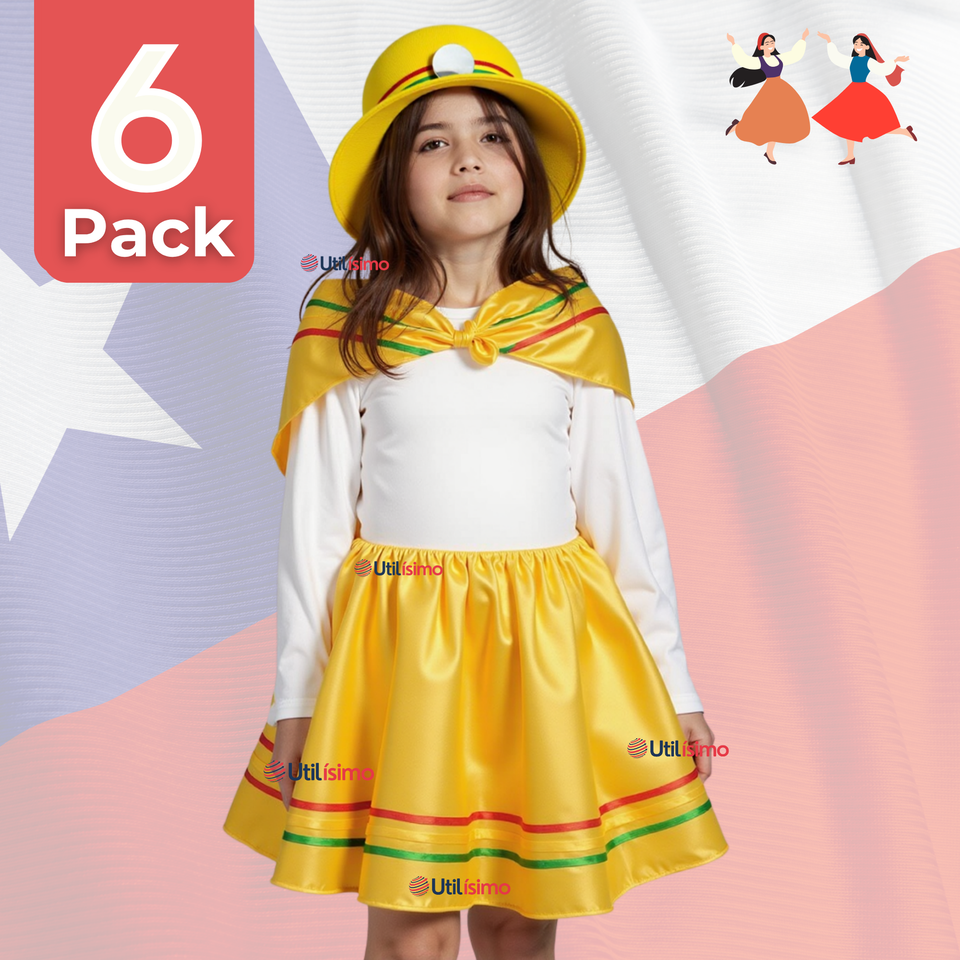 Pack 6 Traje Nortino Niña 4 Piezas Niña Fiestas Patrias Baile Nortino
