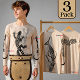 Pack 3 Poleras Efecto Piel Con Tatuajes Juvenil Rapa Nui Fiestas Patrias