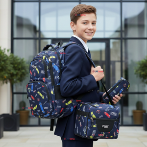 Mochila Bolso Escolar + Lonchera + Estuche 45Cm Niño Tela Oxford