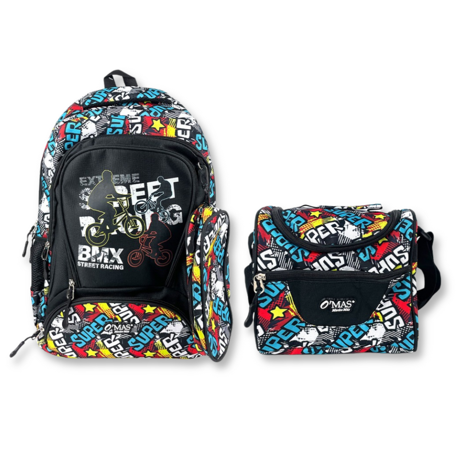 Mochila Con Lonchera Y Estuche 45cm Escolar Niño