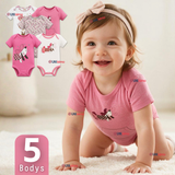 Pack 5 Bodys Manga Corta 100% Algodón Tedmimak Niña Sweet Girl