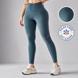 Calza Acanalada Cotelé Polar Con Chiporro Térmica Mujer Elásticada Aquamarine