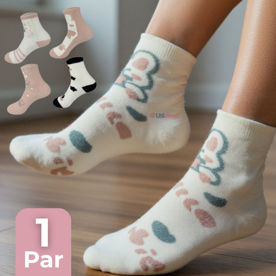 Pack 3 Pares Calcetines Terciopelo de Visón Mujer Diseños Surtidos Algodón