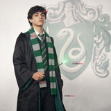 Disfraz Mago Verde Con Capa + Bufanda + Corbata + Varita Slytherin Juvenil
