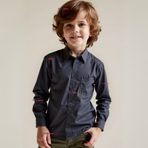 Camisa Casual De Vestir Manga Larga Cuello Americano 100% Algodón Negro