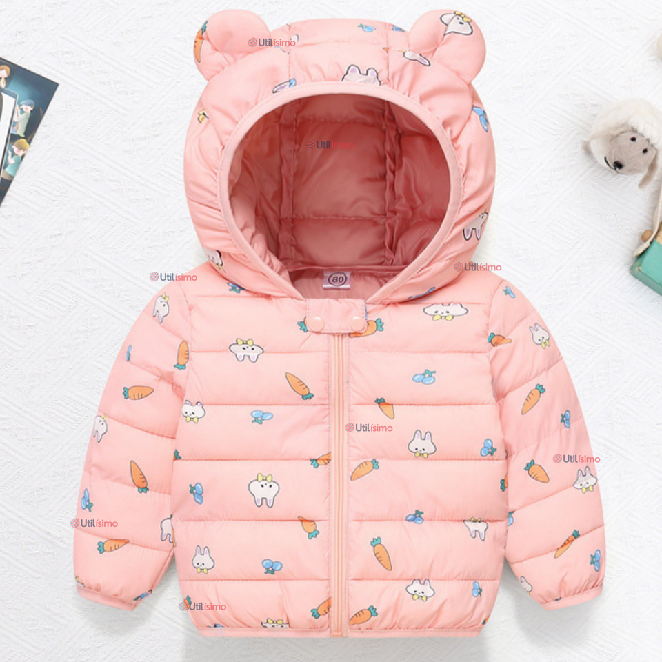 Parka Térmica Con Capucha Y Orejitas Estampado Conejito Niña