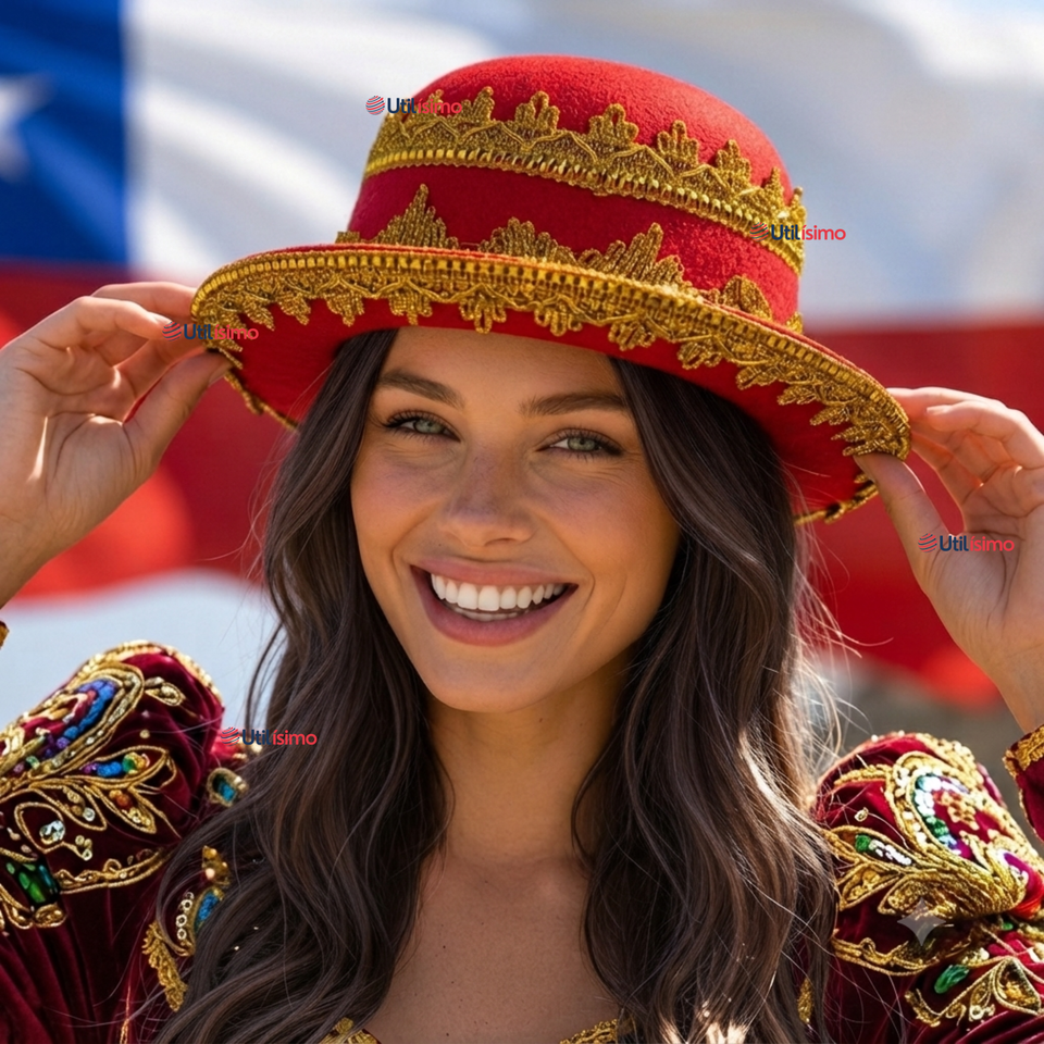 Sombrero Gorro Caporal Mujer Fiestas Patrias Rojo Baile Típico