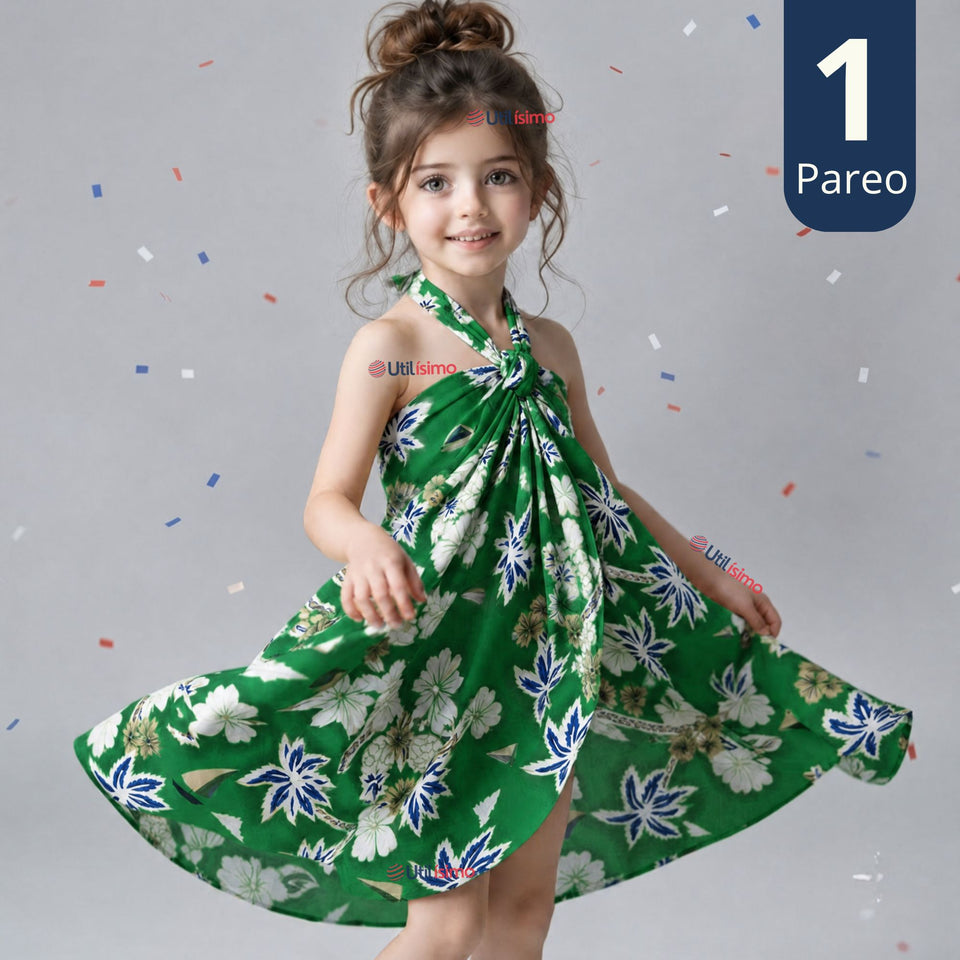 Pareo Pascuense Niña Hawaiano Verde Danza Fiestas Patrias