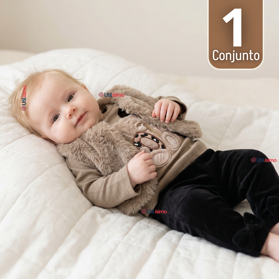 Conjunto Buzo Polera Chaleco 3 Piezas Bebé Niña Tedmimak Beautiful Bear