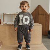 Buzo Cotelé Bebé Niño Forrado en Polar Gris Pantalón