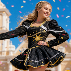 Traje Caporal Típico Tradicional Negro 2 Piezas Juvenil Fiestas Patrias