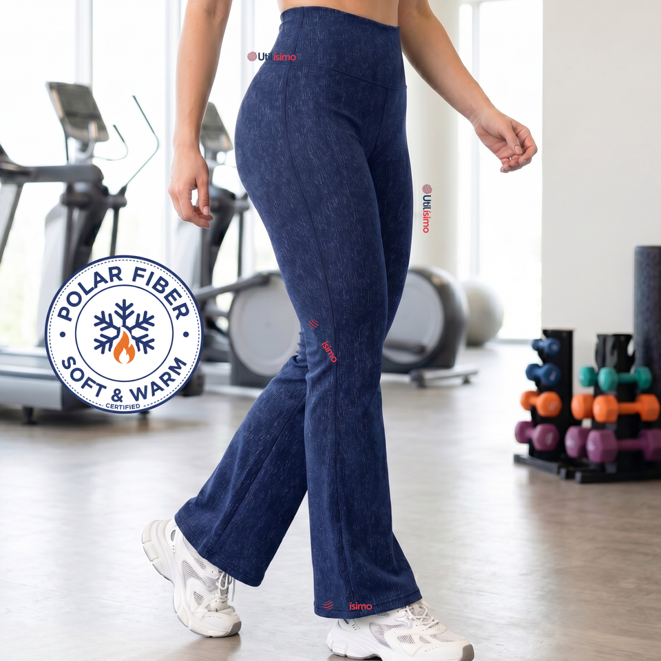 Calza Polar Con Chiporro Palazzo Mujer Elasticada Térmica Azul jeans