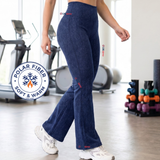 Calza Polar Con Chiporro Palazzo Mujer Elasticada Térmica Azul jeans
