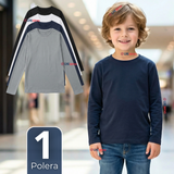 Polera Camiseta Polar Primera Capa Cuello Redondo Manga Larga Colores Surtido Niño