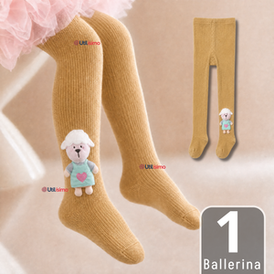 Panty 3D Osito Café Tejida Niña Ballerina 78% Algodón Premium