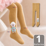 Panty 3D Osito Café Tejida Niña Ballerina 78% Algodón Premium
