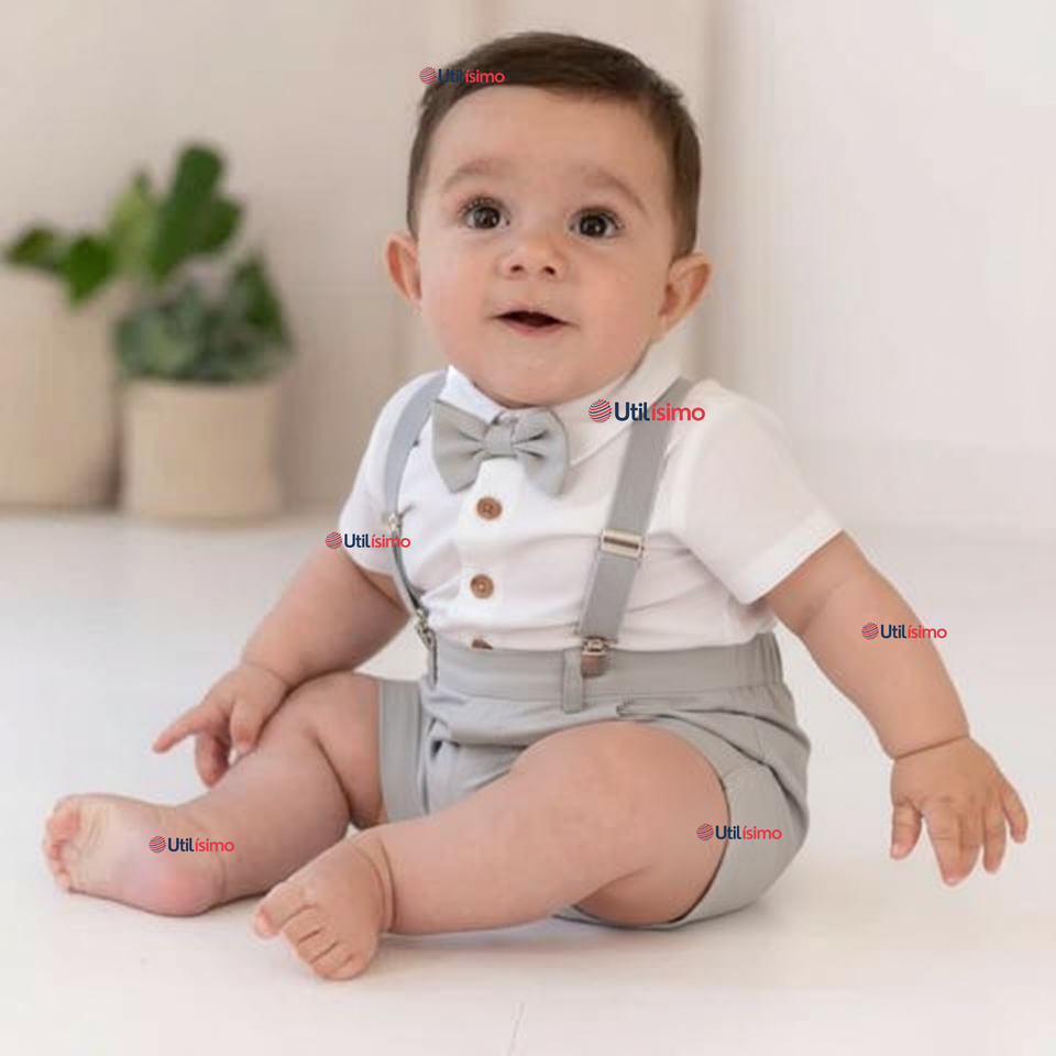 Conjunto De Vestir Con Tirantes Camisa Pantalón Corto Algodón Bebe