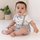 Conjunto De Vestir Con Tirantes Camisa Pantalón Corto Algodón Bebe
