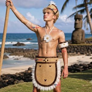 Traje Pascuense Típico Completo 4 Piezas Juvenil Rapa Nui Fiestas Patrias