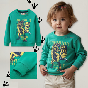 Polerón Cuello Redondo Niño Verde Dinosaurio