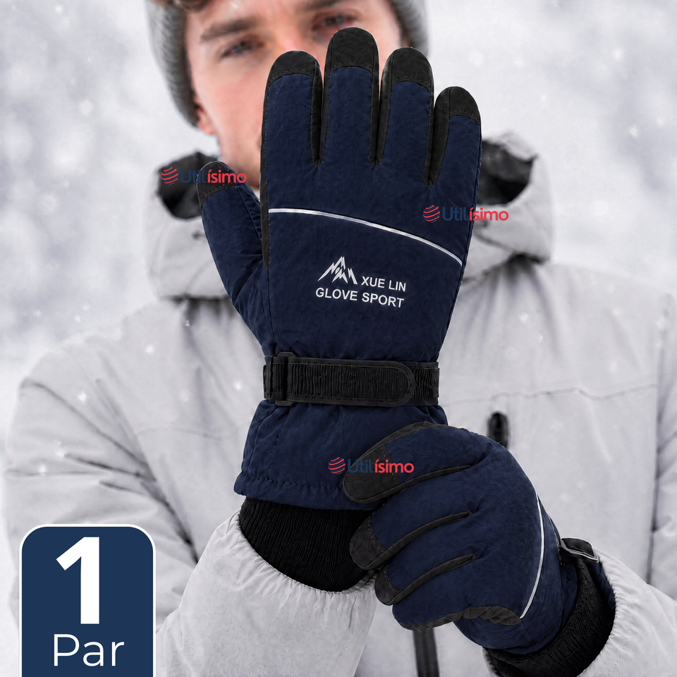 Guantes Esquí Azul Térmicos Impermeables TouchScreen Nieve Esquiar
