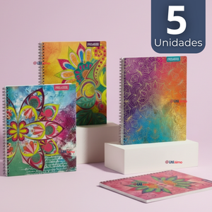 Pack 5 Cuadernos Universitario Mandalas Proarte 7mm 100 hojas Diseños Surtidos