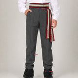 Pantalón Huaso Gris Diseño Líneas Juvenil Vestuario Típico Fiestas Patrias
