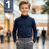 Polera Camiseta Polar Azul Oscuro Primera Capa Beatle Manga Larga Niño