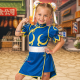 Disfraz Chun-Li Azul Completo Street Fighter Cosplay NIña