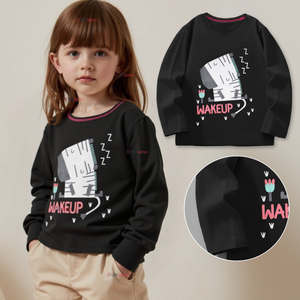 Polera Manga Larga Niña 100% Algodón Zebra Negro Camiseta