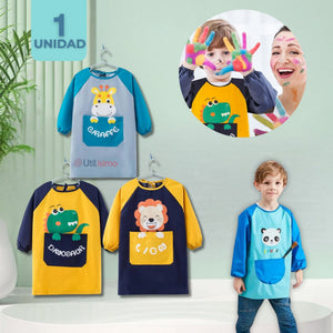 Delantal Infantil Niño Manga Larga Con Bolsillo Colores Surtidos
