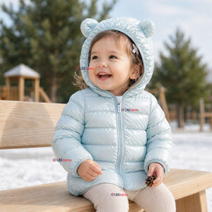 Parka Bebé Niña Celeste Térmica Acolchada Con Orejitas Sweet Sky